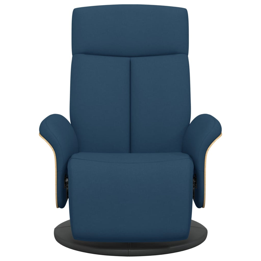 Recliner with footrest, blue, fabric