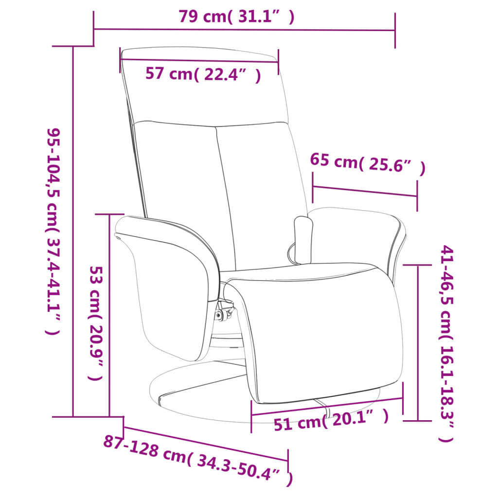 Recliner massage chair with footrest, taupe, fabric