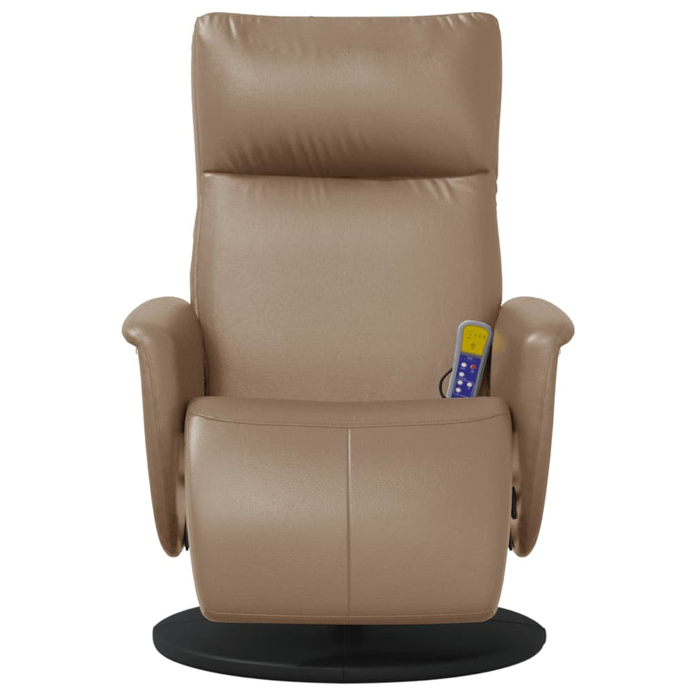 Reclining massage chair with footrest, cappuccino, artificial leather