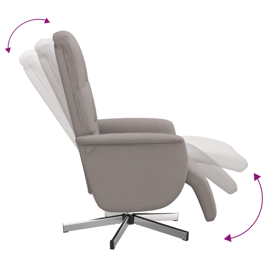 Recliner with footrest, taupe, fabric