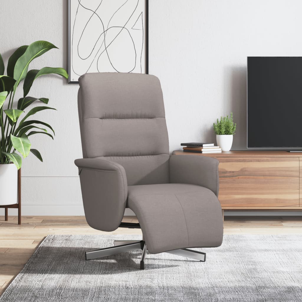 Recliner with footrest, taupe, fabric