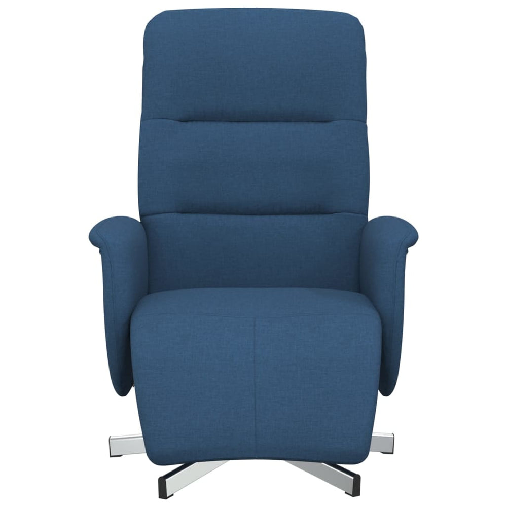 Recliner with footrest, blue, fabric