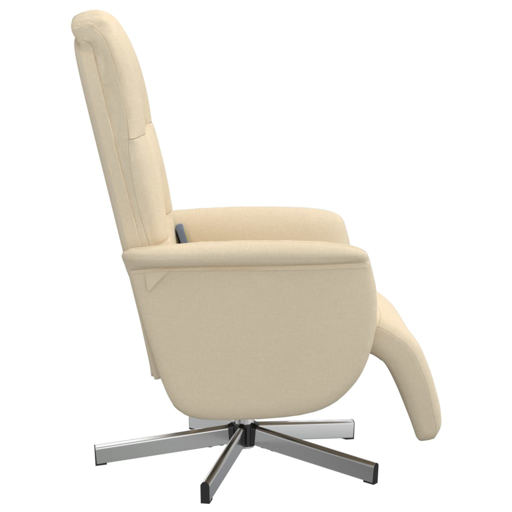 Reclining massage armchair with footrest, cream-coloured, fabric