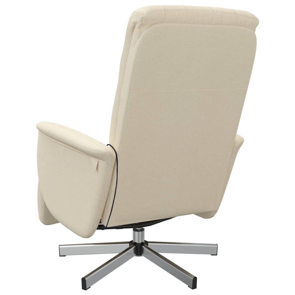 Reclining massage armchair with footrest, cream-coloured, fabric