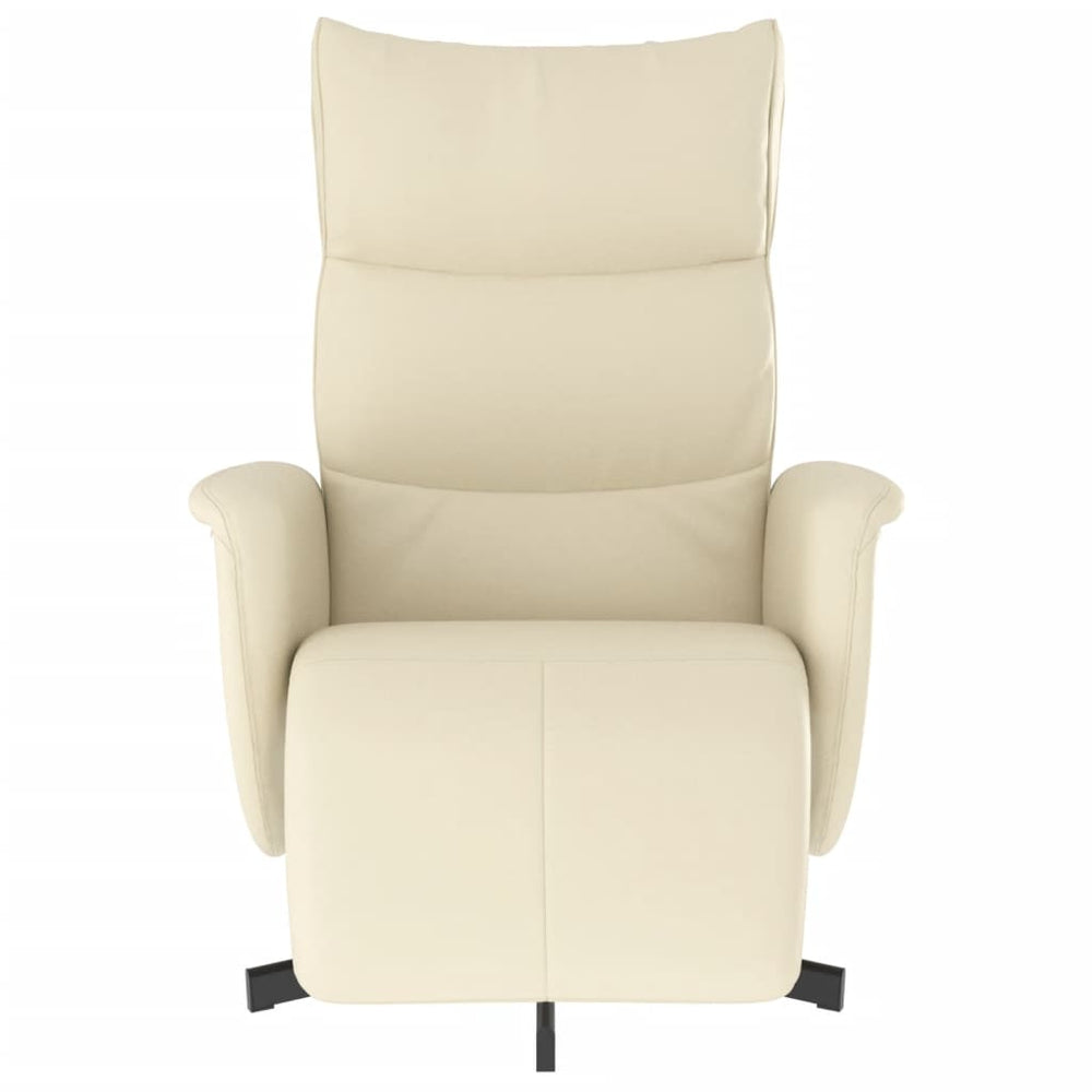 Recliner with footrest, cream, faux leather