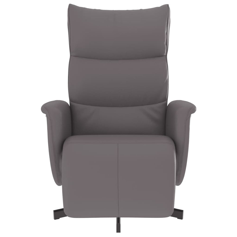 Recliner with footrest, grey, artificial leather