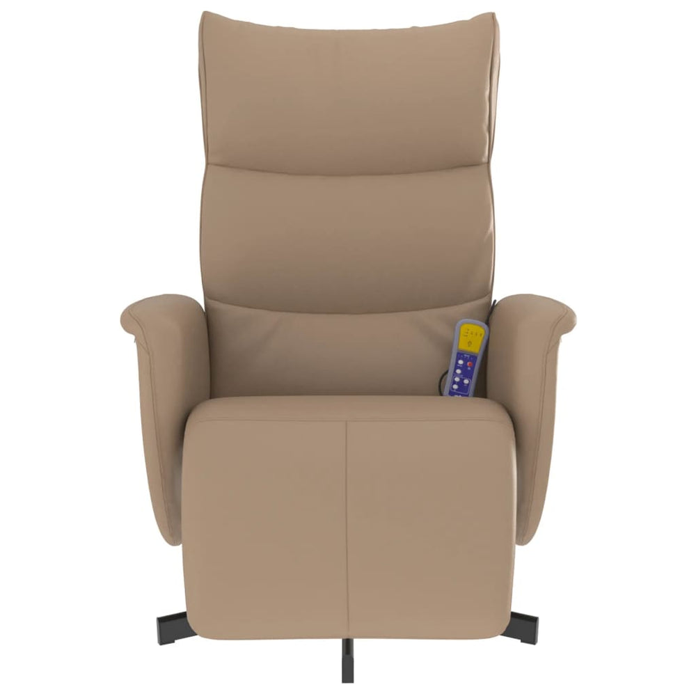 Reclining massage chair with footrest, cappuccino, artificial leather