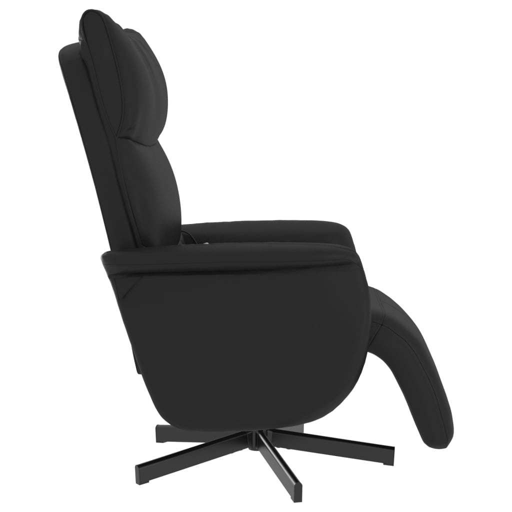 Reclining massage chair with footrest, black, artificial leather