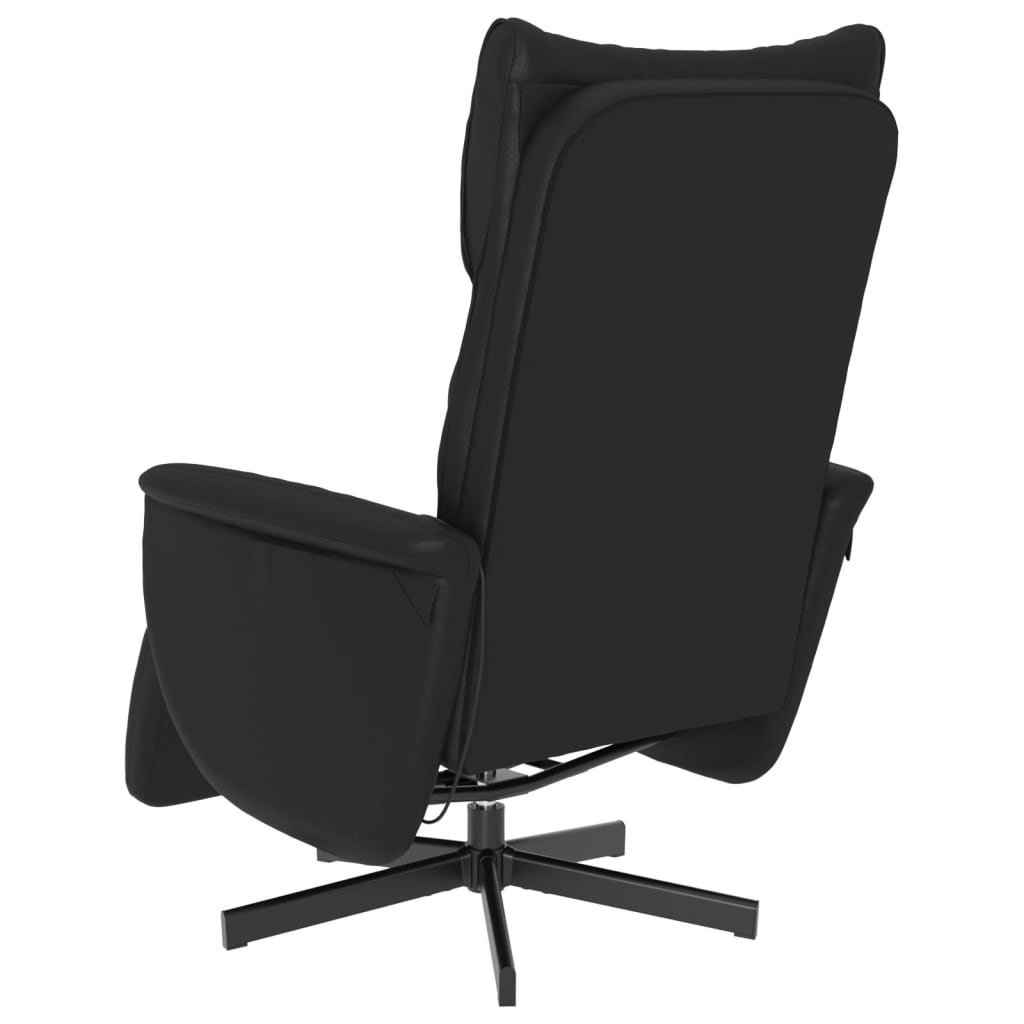 Reclining massage chair with footrest, black, artificial leather