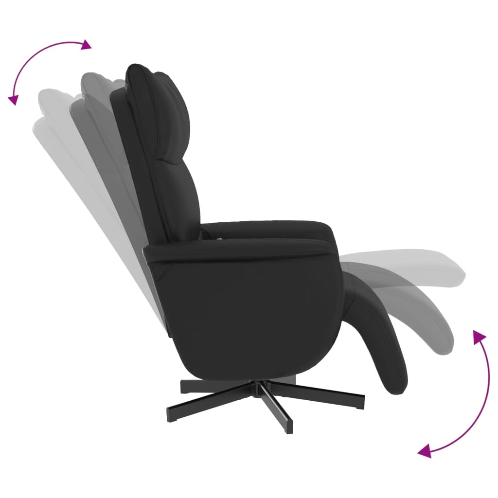 Reclining massage chair with footrest, black, artificial leather