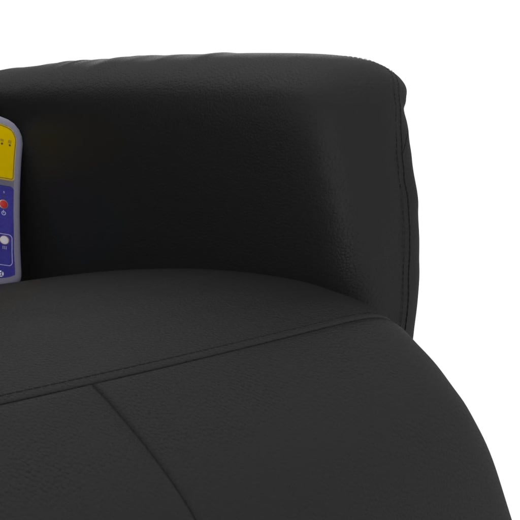 Reclining massage chair with footrest, black, artificial leather