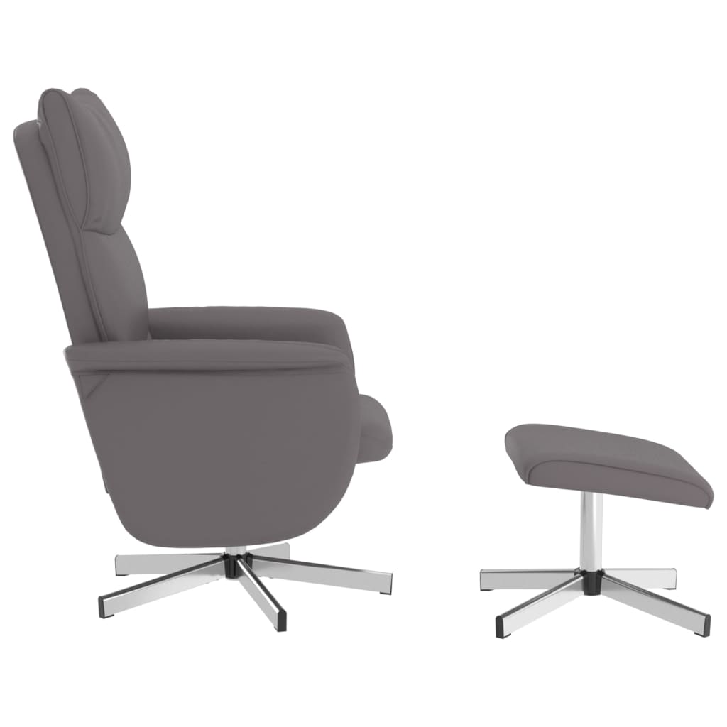 Reclining massage armchair with footrest, grey, artificial leather