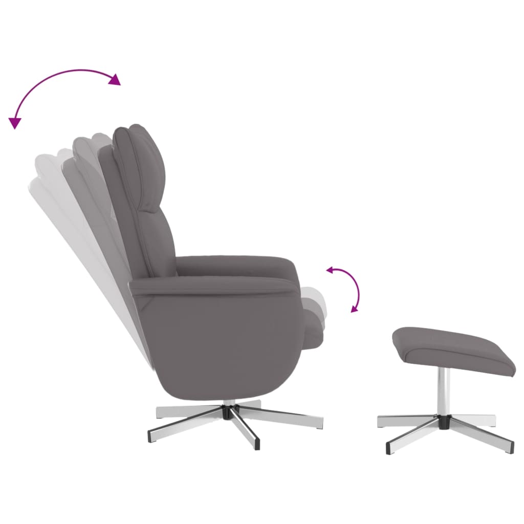 Reclining massage armchair with footrest, grey, artificial leather