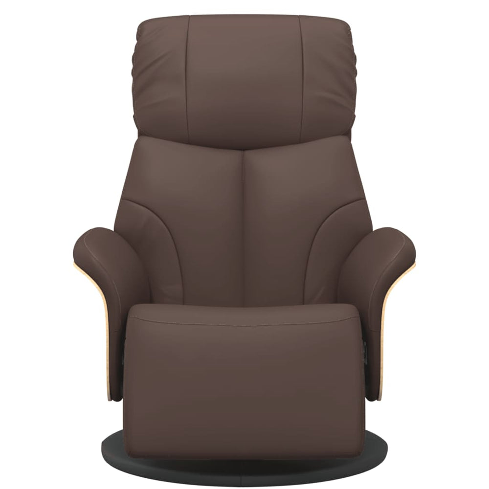 Recliner with footrest, brown, faux leather
