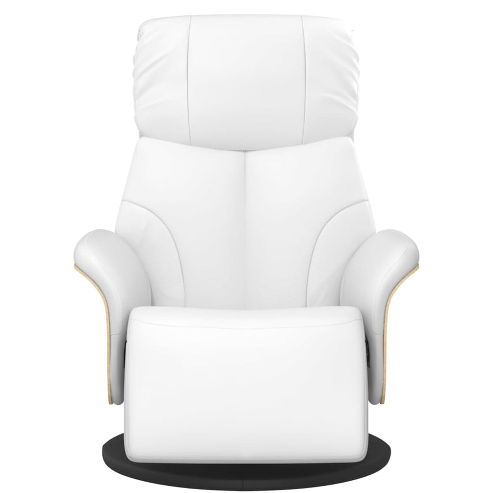 Recliner with footrest, white, artificial leather