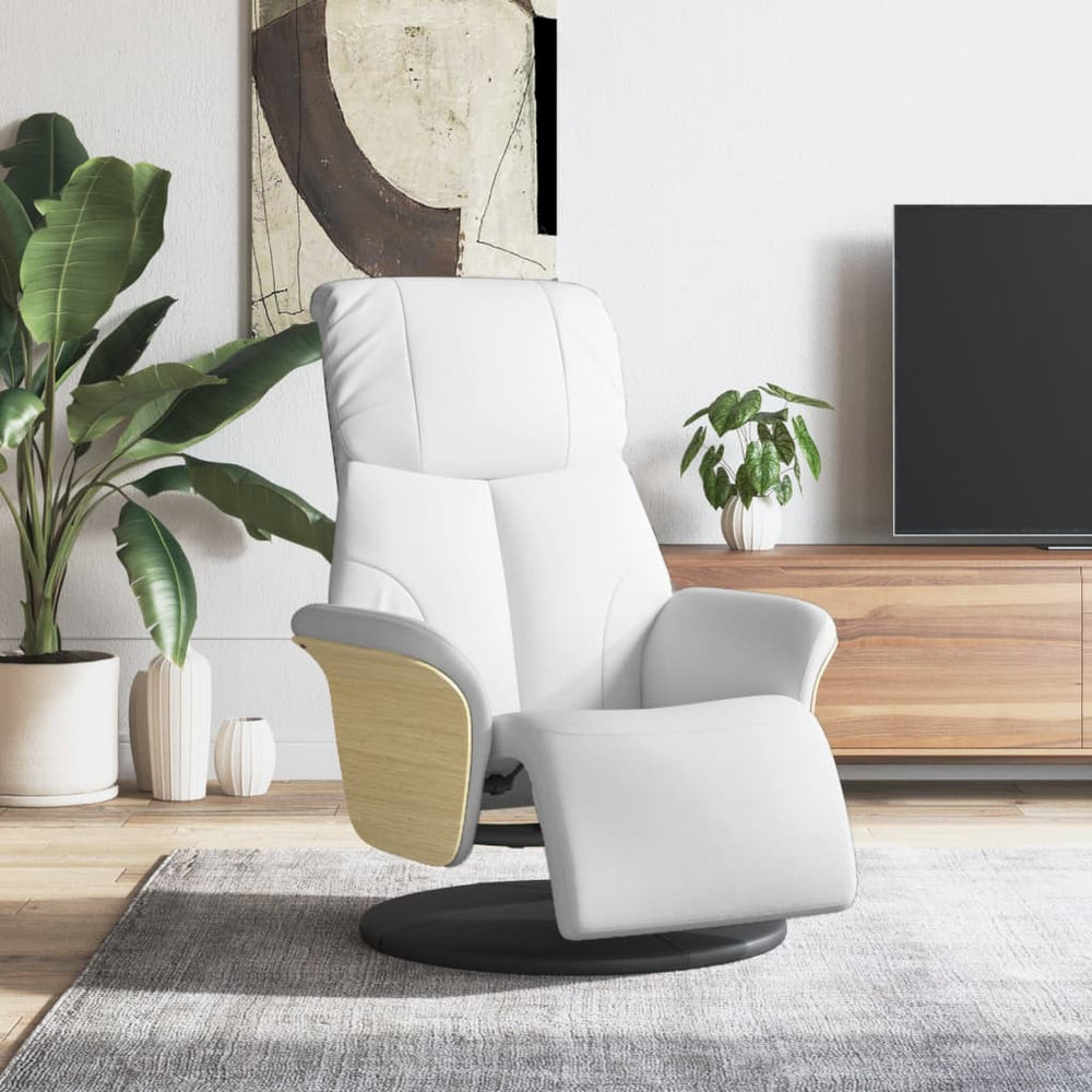 Recliner with footrest, white, artificial leather