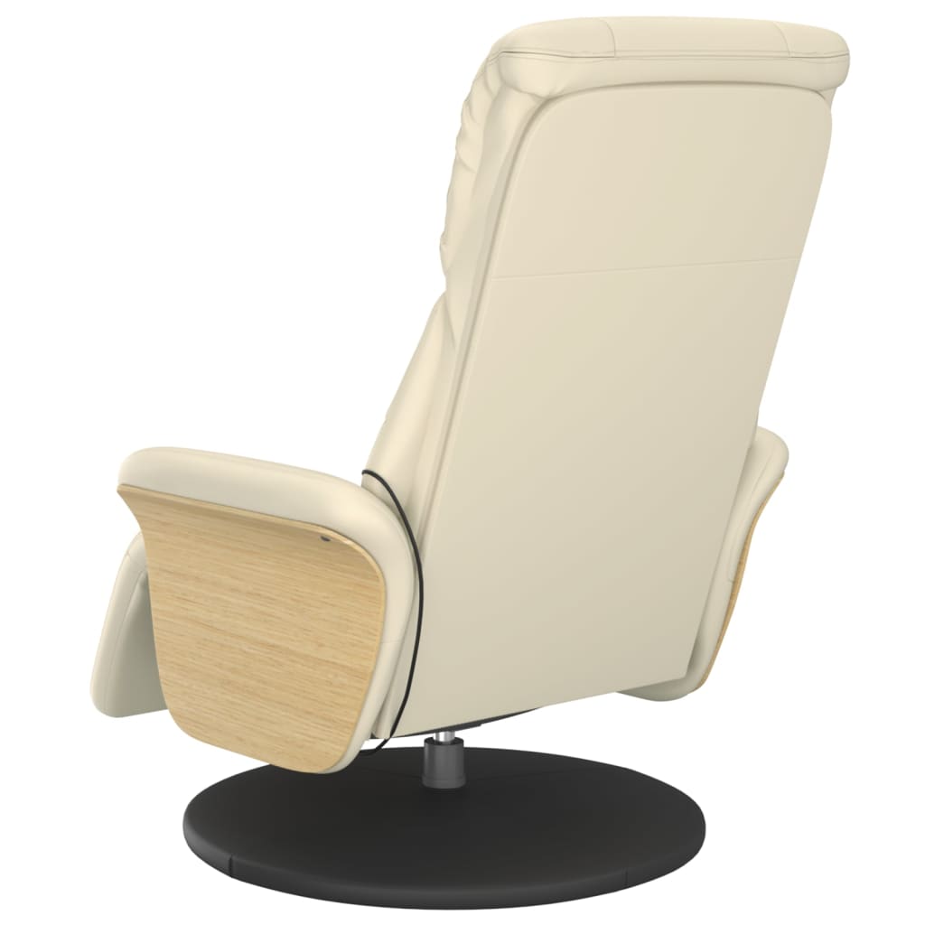 Reclining Massage Chair with Footrest, Cream, Artificial Leather