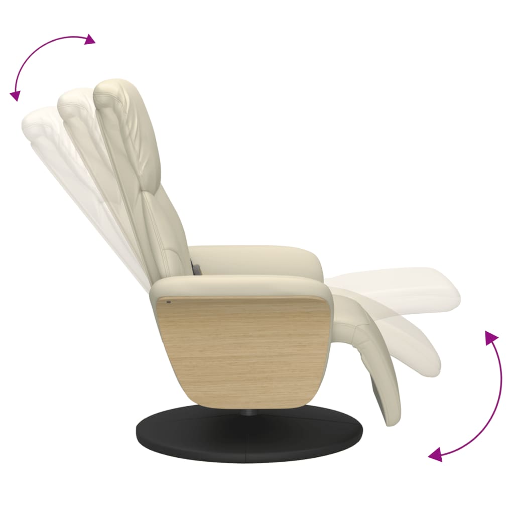 Reclining Massage Chair with Footrest, Cream, Artificial Leather