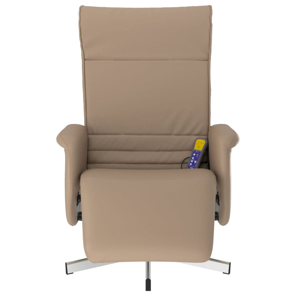 Reclining massage chair with footrest, cappuccino, artificial leather