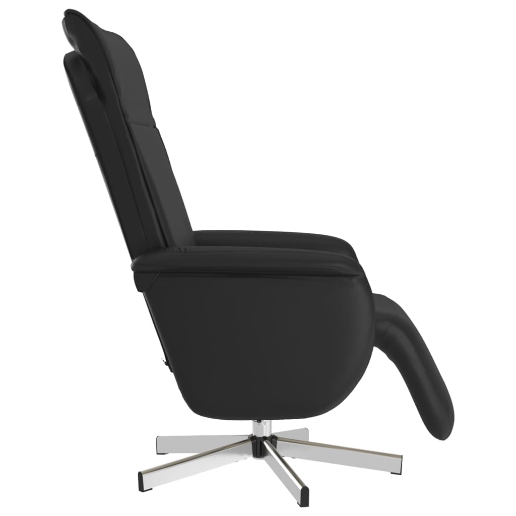 Reclining massage chair with footrest, black, artificial leather