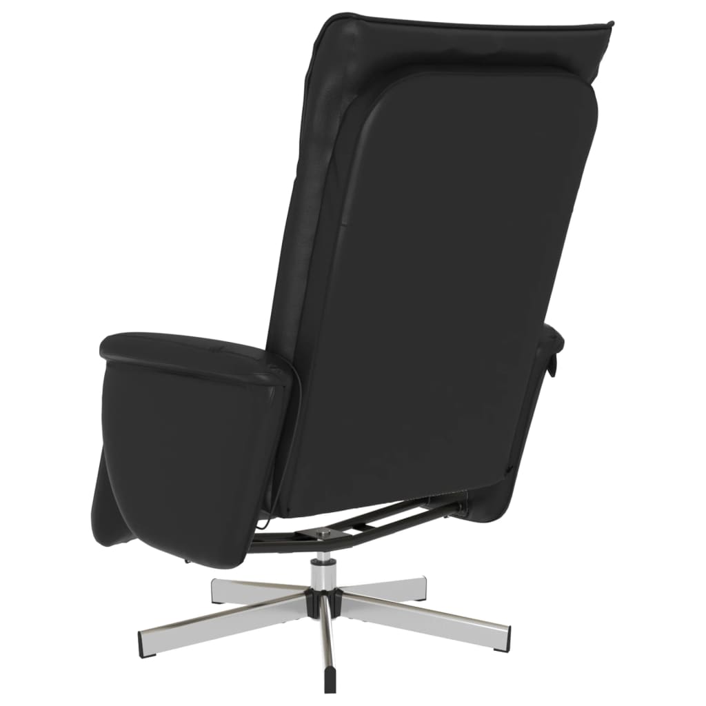 Reclining massage chair with footrest, black, artificial leather