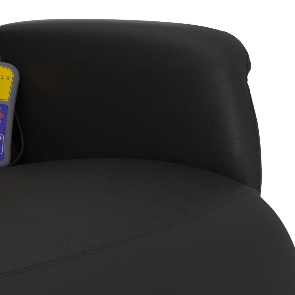 Reclining massage chair with footrest, black, artificial leather