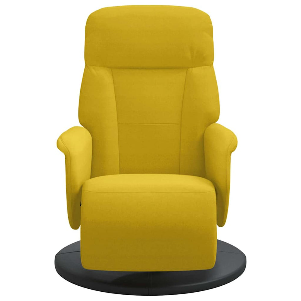 Reclining chair with footrest, yellow, velvet