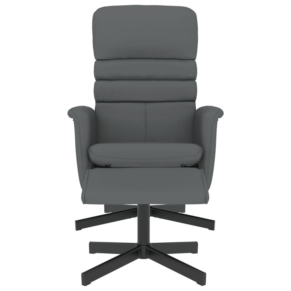 Recliner with footrest, grey, artificial leather