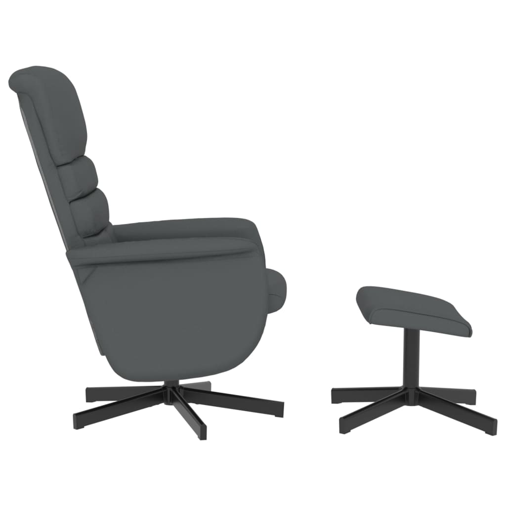 Recliner with footrest, grey, artificial leather