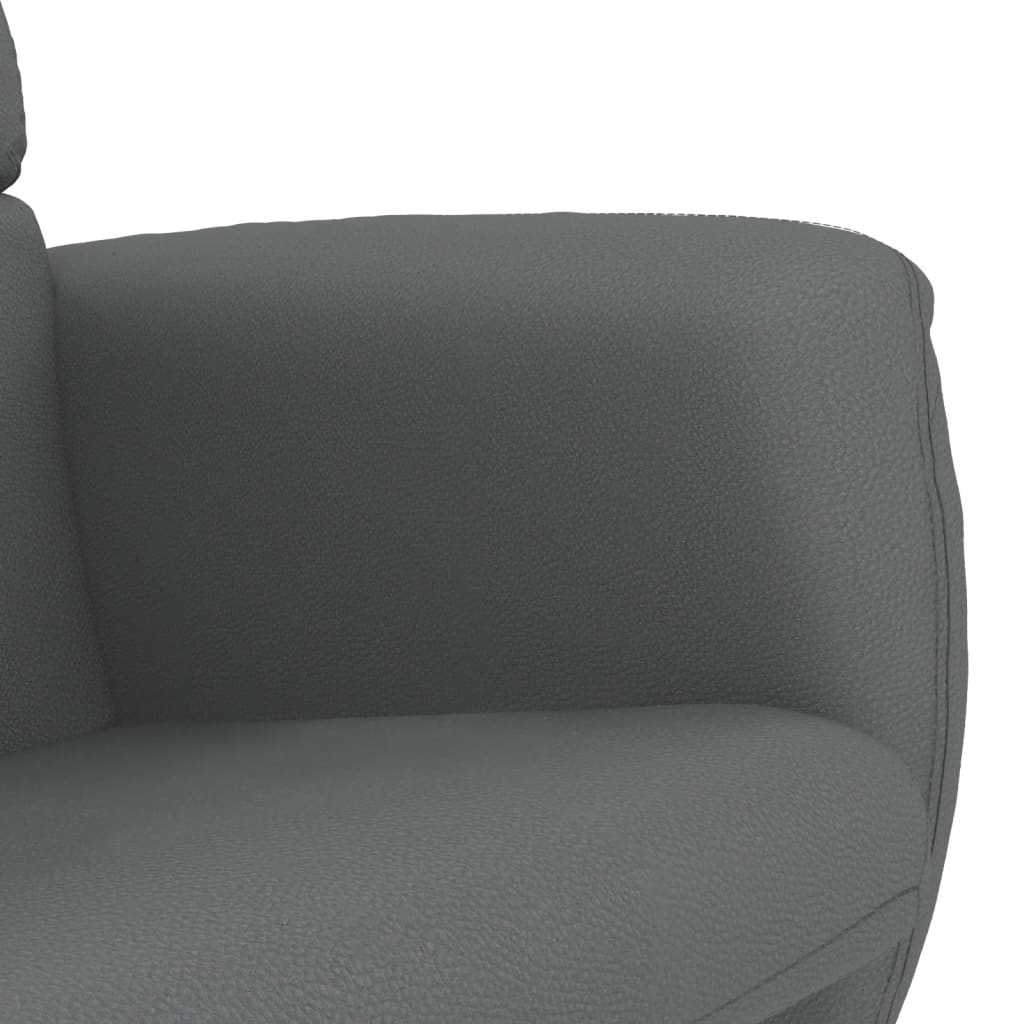Recliner with footrest, grey, artificial leather