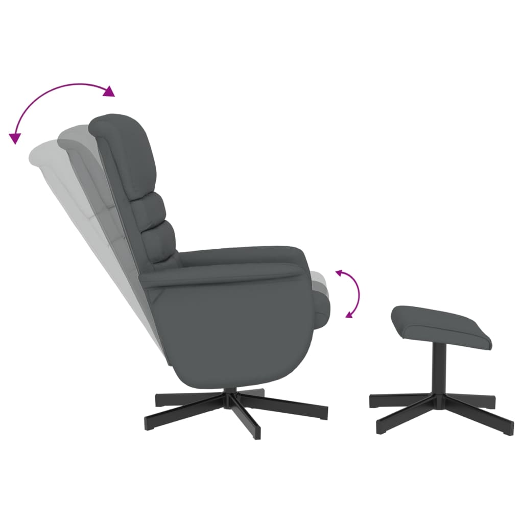 Recliner with footrest, grey, artificial leather