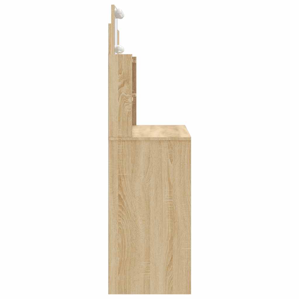Dressing table with LED lights, oak, 96x40x142cm