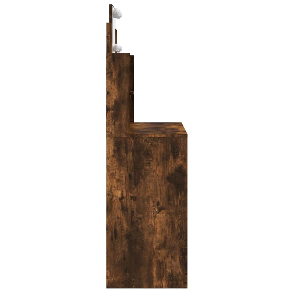 Dressing table with LED lights, smoky, 96x40x142cm
