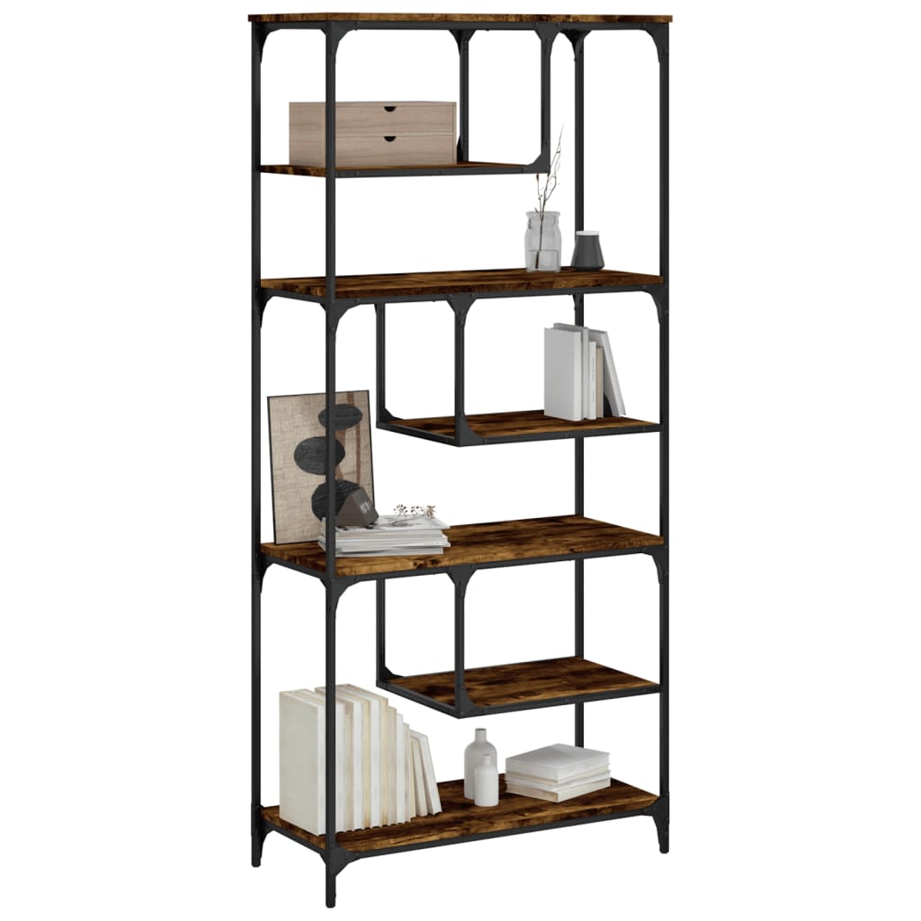 Bookcase, smoked oak, 81x36x176cm, engineered wood