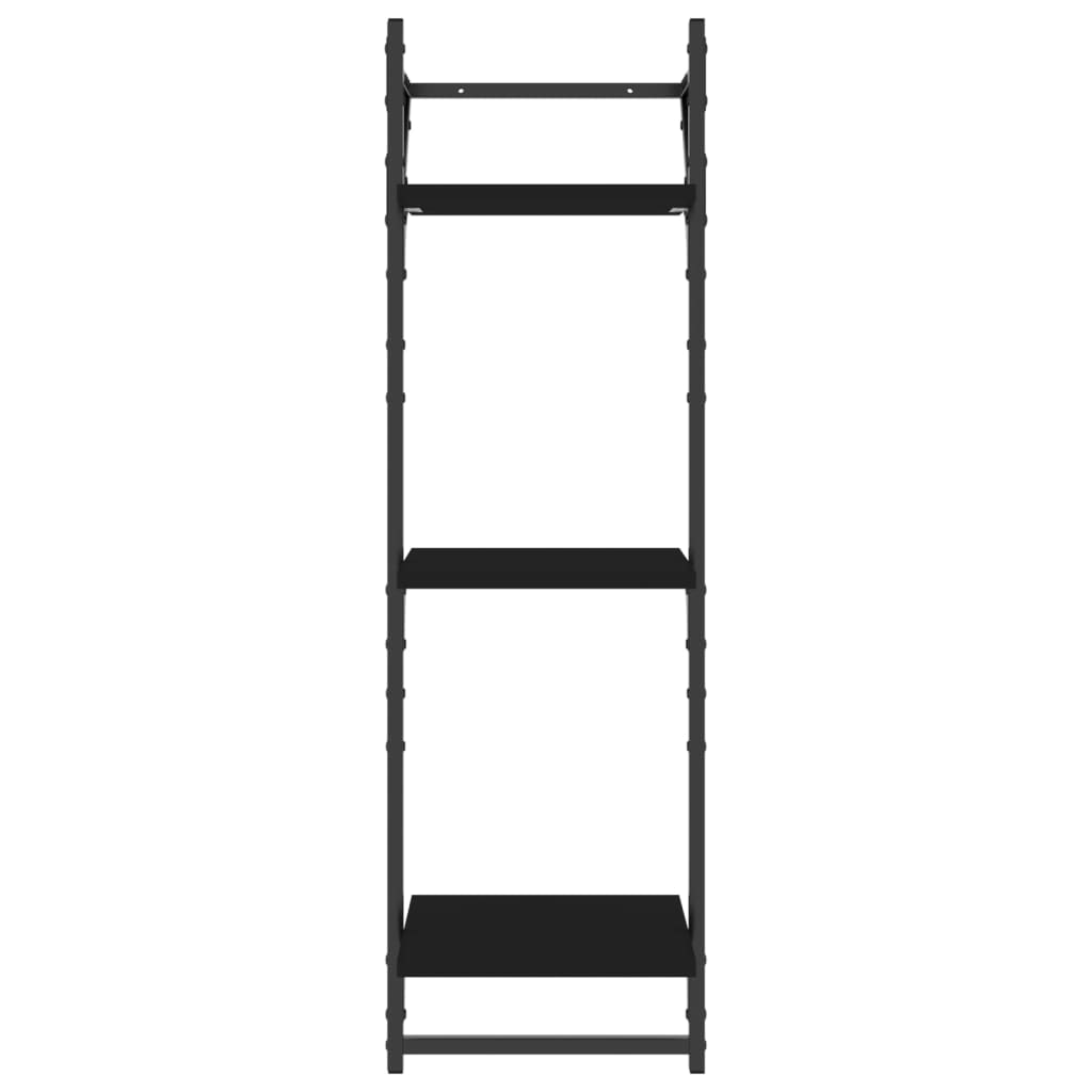 Wall shelves with crossbars, 2 pcs., black, 30x25x100cm