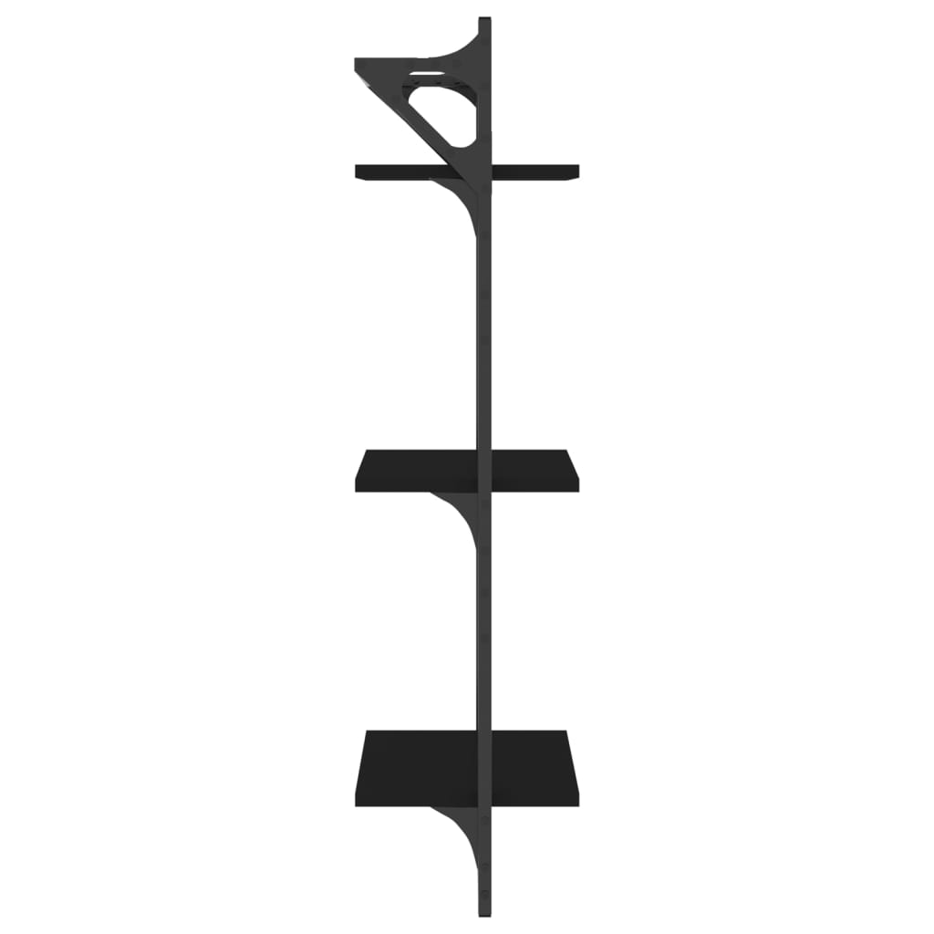 Wall shelves with crossbars, 2 pcs., black, 30x25x100cm