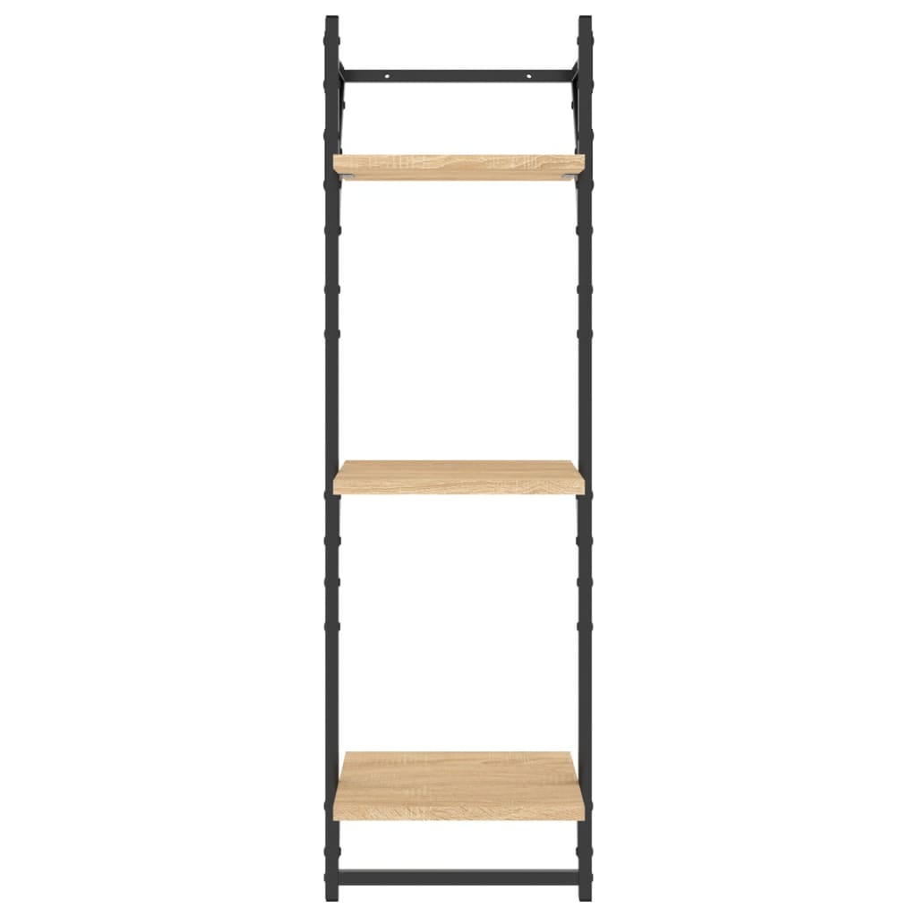 Wall shelves with crossbars, 2 pcs., oak, 30x25x100cm