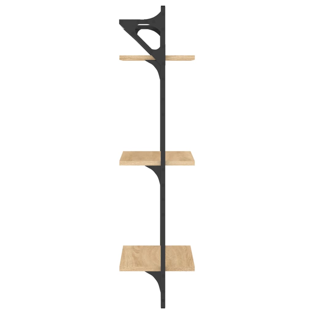 Wall shelves with crossbars, 2 pcs., oak, 30x25x100cm