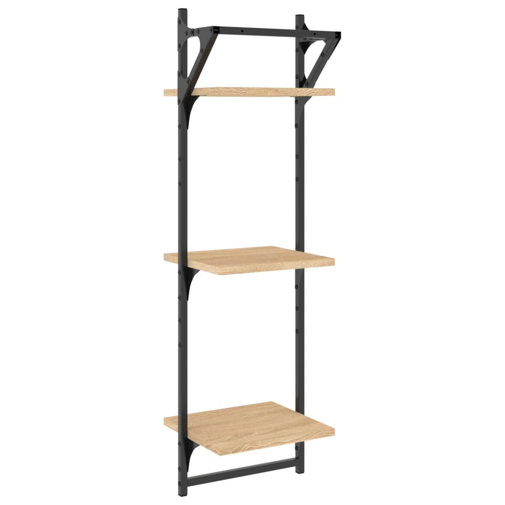 Wall shelves with crossbars, 2 pcs., oak, 30x25x100cm
