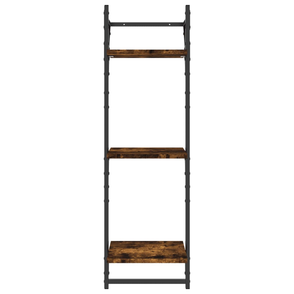 Wall shelves with crossbars, 2 pcs., smoked, 30x25x100cm