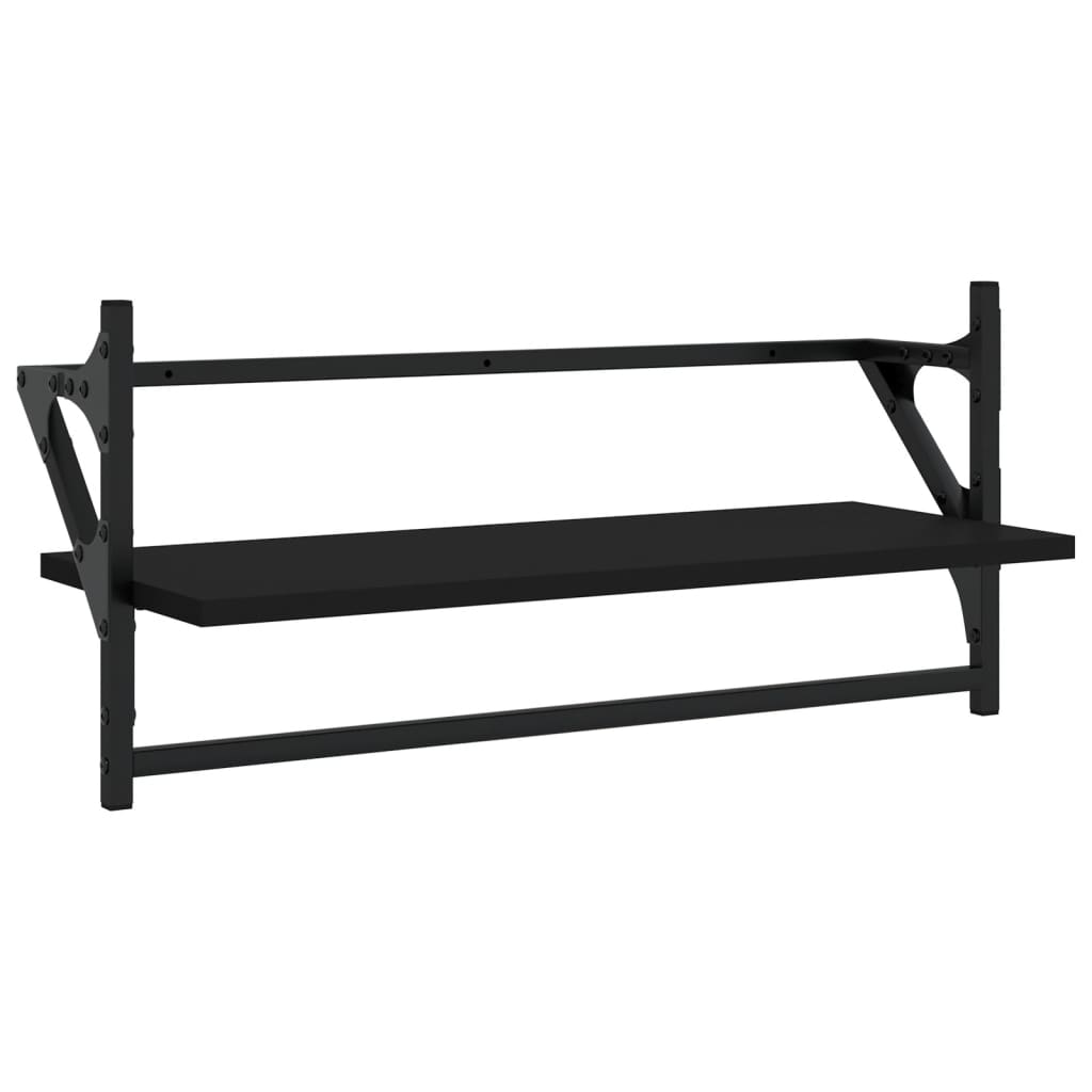 Wall shelf set, 4 pcs, black, engineered wood