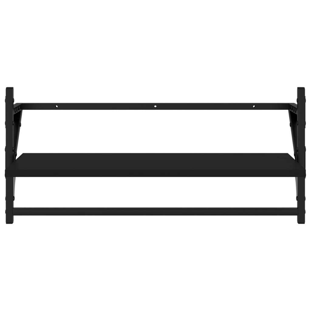 Wall shelf set, 4 pcs, black, engineered wood