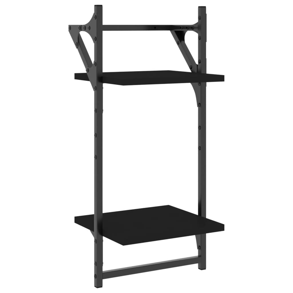 Wall shelf set, 4 pcs, black, engineered wood