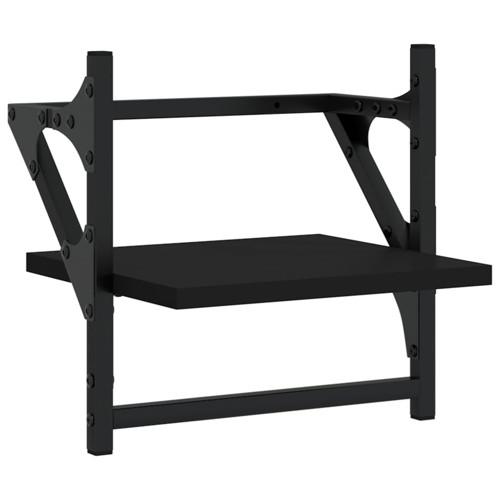 Wall shelf set, 4 pcs, black, engineered wood