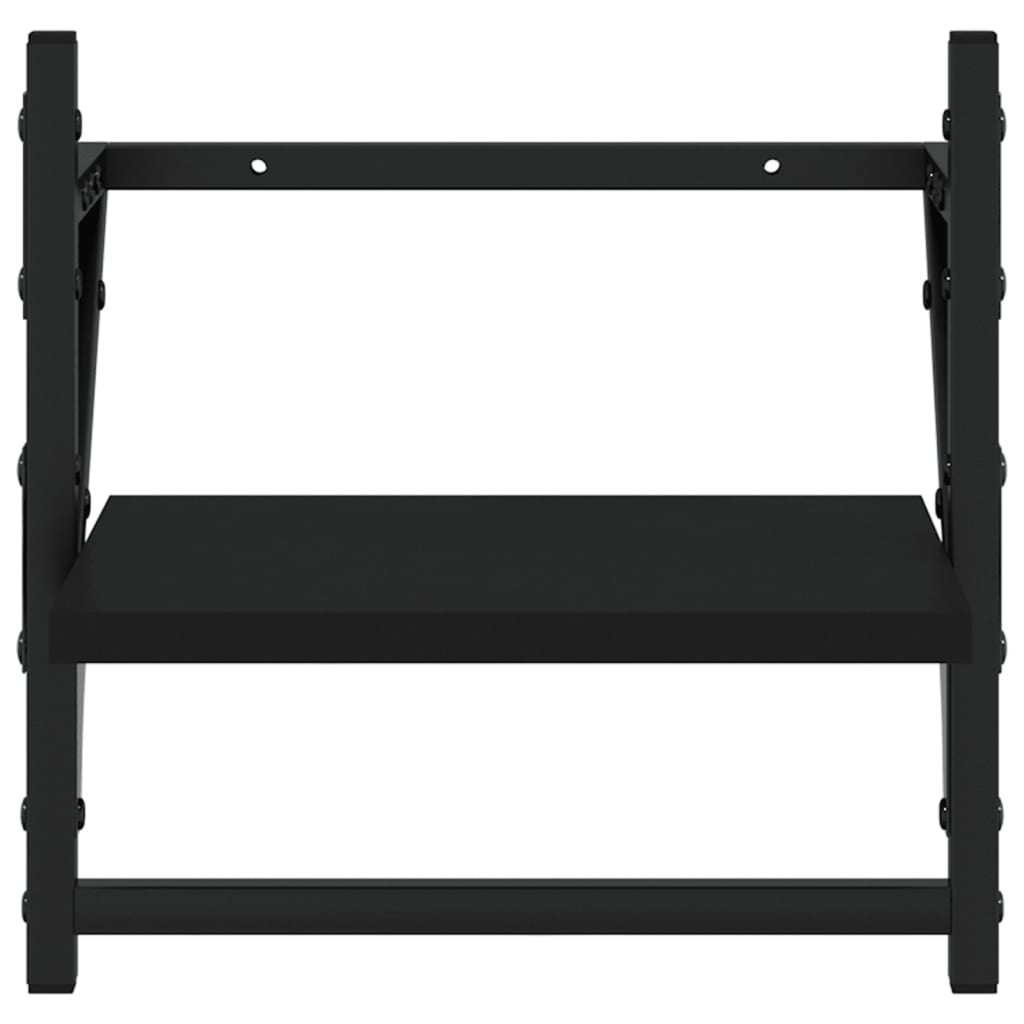 Wall shelf set, 4 pcs, black, engineered wood
