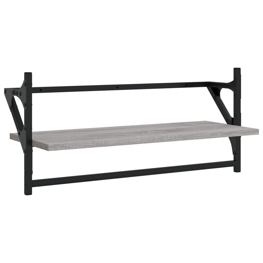 Wall shelves set, 4 pcs, grey, engineered wood