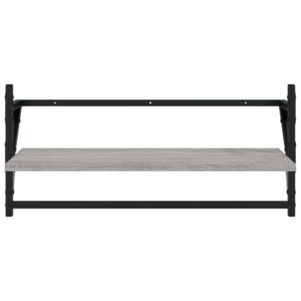 Wall shelves set, 4 pcs, grey, engineered wood