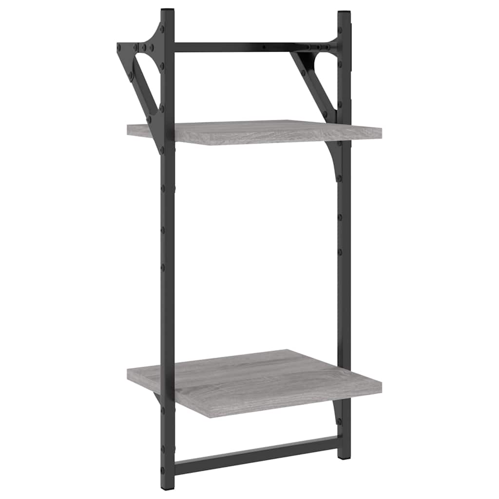 Wall shelves set, 4 pcs, grey, engineered wood