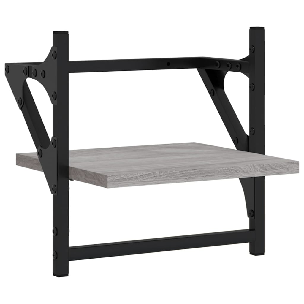Wall shelves set, 4 pcs, grey, engineered wood
