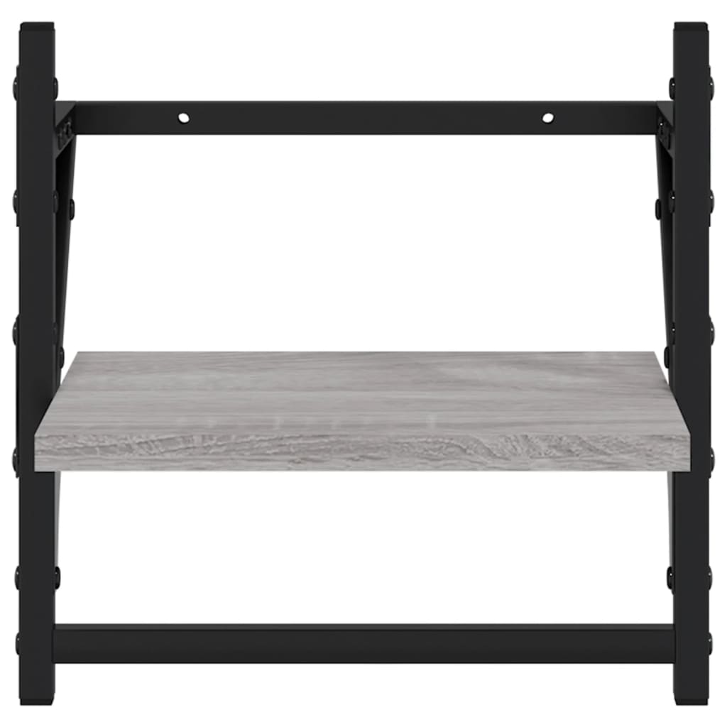 Wall shelves set, 4 pcs, grey, engineered wood
